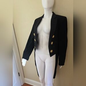 Vintage Woman's After Six Black Tailcoat with Gold Buttons